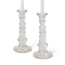 Load image into Gallery viewer, Pair of Ribbed Glass Candlesticks
