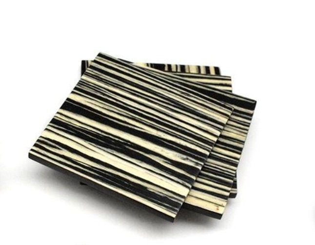 Zebra Wood Coaster Set